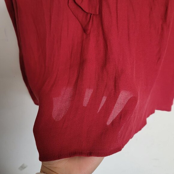 Torrid Cut Out Burgundy Red Tie Neck Crepe Sleeveless Tank Top Blouse Size 4X - Picture 8 of 13